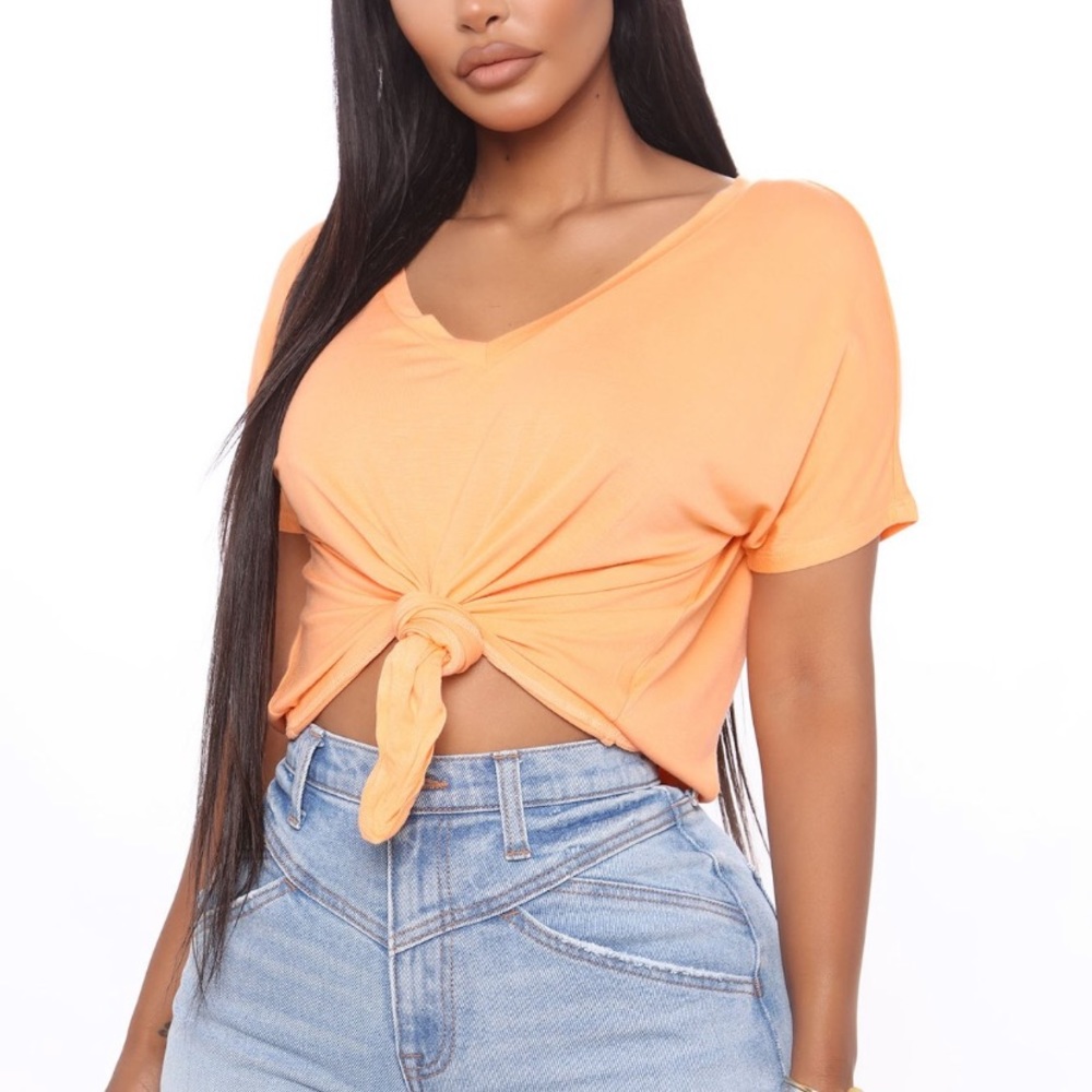 Fashion Nova “just a v neck tee”- orange